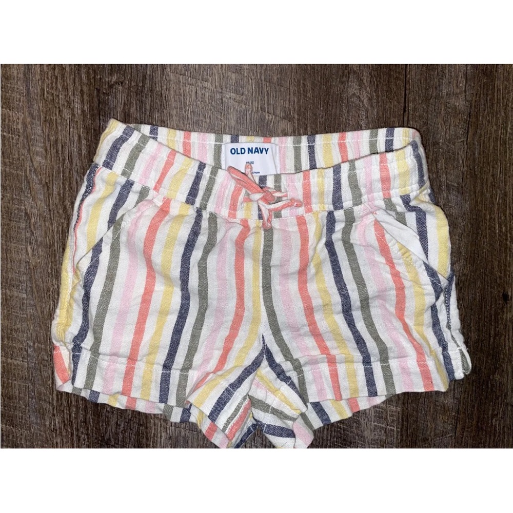⭐️ Old Navy Toddler Stripe Linen Dress 3T/4T  And Linen Stripe Short Xs/5